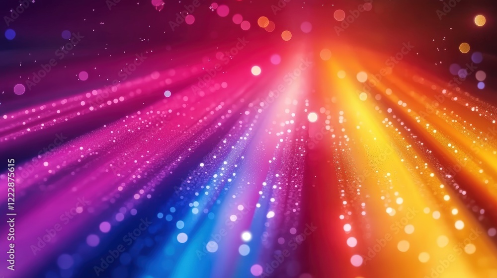 Poster colorful abstract background with rays of light and bokeh effect for creative and artistic projects