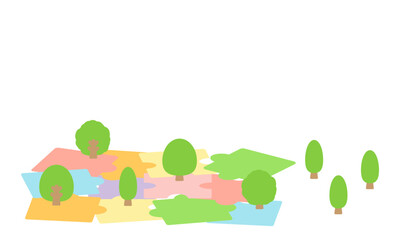 パズルピースと木のイメージ　イラスト