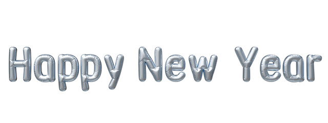 Happy New Year in Blue metallic balloon style. 3D illustration for New Year's Eve