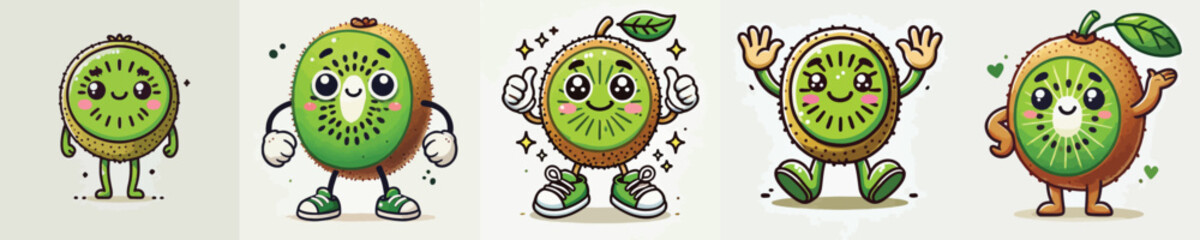 vector collection of cute kiwis with limbs
