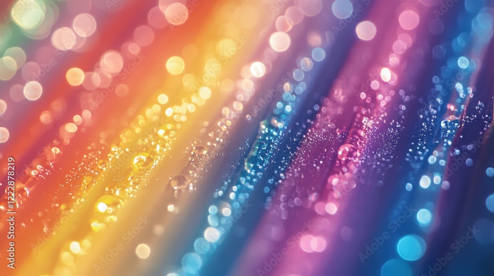 Aufkleber colorful abstract background with rays of light, bokeh effects, and water droplets creating a vibran