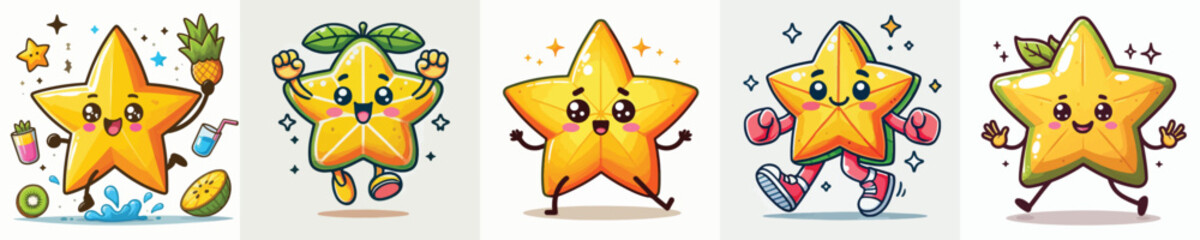 cute starfruit vector has body parts