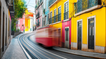 Fototapeta premium Tram on city sreet.