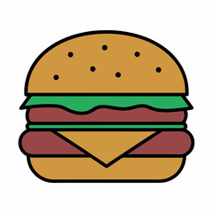 Classic Burger Vector Illustration for Food Design