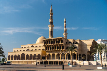 Side view of King Faisal Mosque in Sharjah
