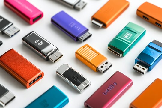 Colorful Modern Tech Accessories: A Collection of USB and HDMI Devices