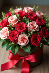 Obraz premium Natural Elegance: Woven Basket with Roses and Wildflower Accents
