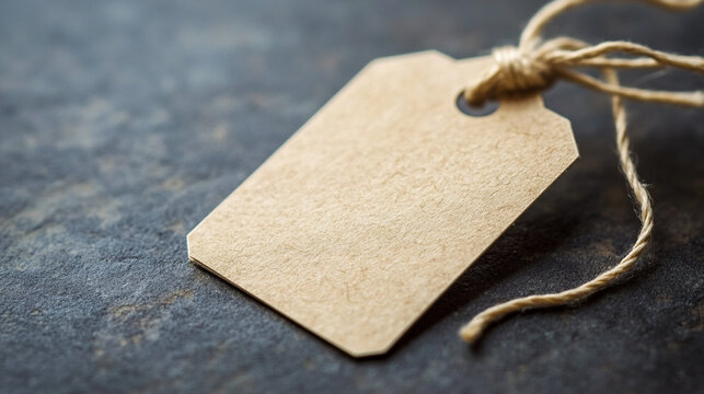 Blank Kraft Paper Gift Tag with Twine Rustic Brown Elegant Design eco label string simple mockup    