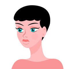 short hair woman portrait vector, character drawing, cartoon character illustration
