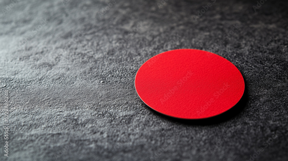 Poster red circle mockup on dark textured background minimalist design template shape clean image color