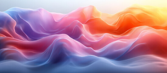 Fototapeta premium Vibrant abstract background featuring smooth wavy lines and dynamic gradients in purple, blue, orange, and pink, ideal for trendy presentations, posters, and modern design projects