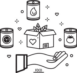 Isolated black food donation icon Vector, black food donation Silhouette,black food donation icon set, black food donation for logo,color black food donation Vector illustration, Vector Graphic, EPS 1