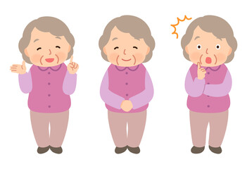 高齢女性　表情ポーズ　シニア　高齢者　後期高齢者