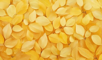 Many yellow autumn leaves as background