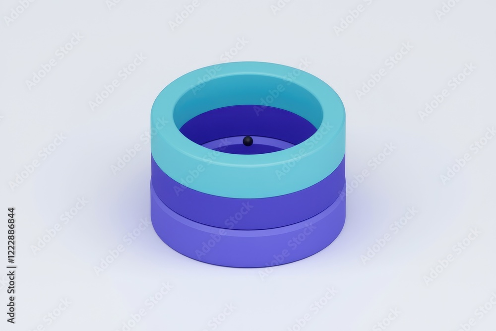 Aufkleber a 3d render of a layered cylindrical object with a small black sphere at its center.