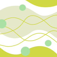 Minimalist abstract background featuring organic wavy shapes, curved lines, and circles in green and white tones. Perfect for modern designs, presentations, branding, and digital projects.