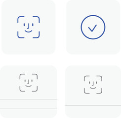 face id vector icon set. face recognition scan system symbol. facial recognize faceid sign in black color for apps Ui designs