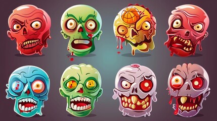 Cartoon Zombie Avatars: Spooky Cartoon Zombies with Expressive Emoji Heads