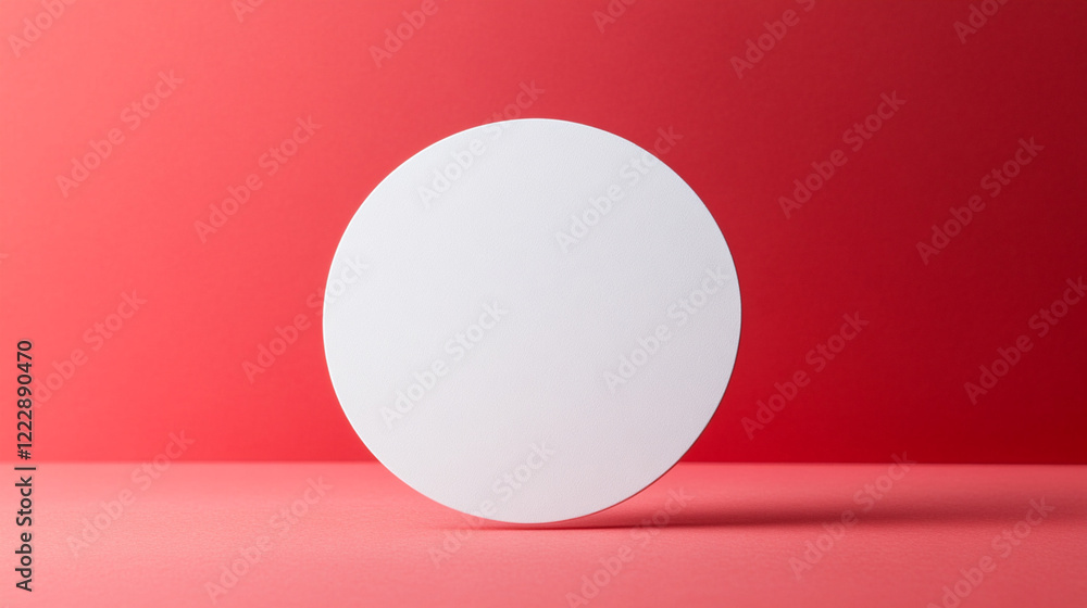 Poster white circle minimalist background red studio product mockup design template art shape clean image