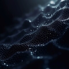 Futuristic abstract background, waves of dots on dark blue background, vector illustration. Database with connections. 3D rendering - generative AI