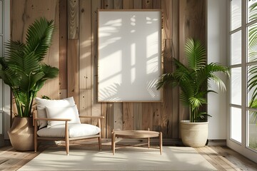 A white chair sitting in a living room next to a window