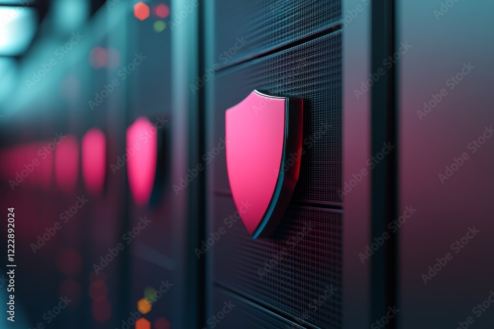 Poster cybersecurity technology in a modern data center with focus on protective measures for digital infra