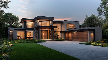 A contemporary home building site with detailed interior design plans, showcasing real estate investment potential, ultra-realistic, photo-realistic, highly detailed, 