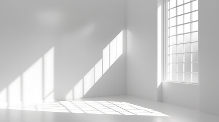 Fototapeta premium Minimalist Monochromatic Photo of Sunlit Room with Light and Shadow Patterns