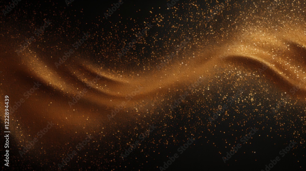 Poster captivating gold glitter texture with soft waves on a dark background for elegant and luxurious desi