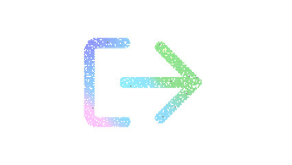 Icon sign out is made up of LED square shapes. There are bright diodes and there are black dead diodes