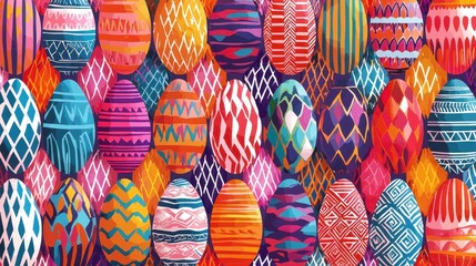 Obraz premium Patterned Easter eggs in vibrant colors forming a seamless festive background