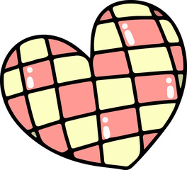 Cute duck, flowers, hearts, love valentine, hand drawn