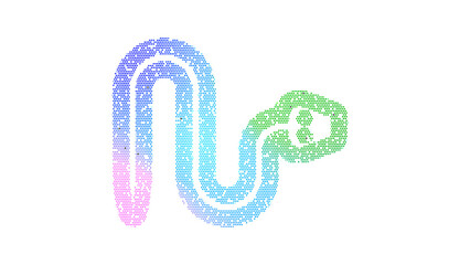 Fototapeta premium Icon snake is made up of LED square shapes. There are bright diodes and there are black dead diodes