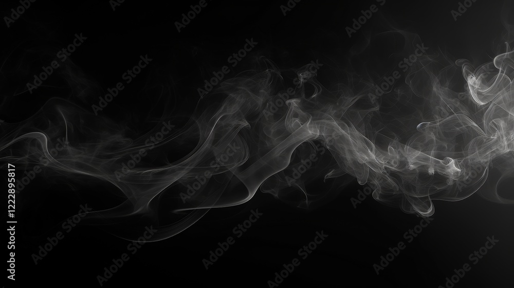 Poster black smoke wisp on dark background for atmospheric and mysterious visuals in creative projects