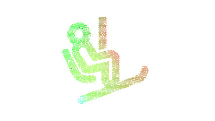 Icon ski lift is made up of LED square shapes. There are bright diodes and there are black dead diodes