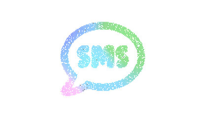 Icon sms is made up of LED square shapes. There are bright diodes and there are black dead diodes