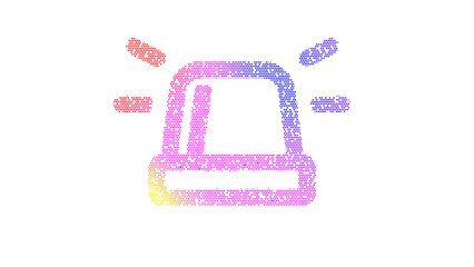 Icon siren on is made up of LED square shapes. There are bright diodes and there are black dead diodes