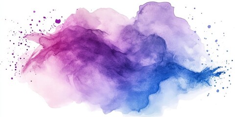 Abstract Watercolor Splash in Shades of Purple and Blue with Soft Edges and Gradient Blending for Artistic Background or Design Element