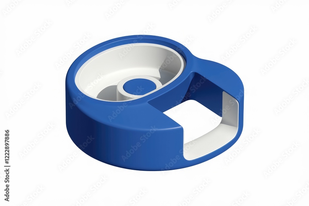 Aufkleber a 3d-rendered blue and white object with a handle, possibly a container lid or similar.