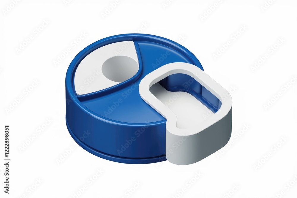 Poster 3d render of a blue and white isometric icon representing a data storage or transfer concept.