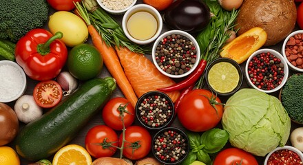 Fresh Produce and Spices Healthy Food Ingredients