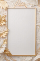 Obraz premium Delicate Golden Floral Frame with Botanical Illustrations Set Against a White Background for Home Styling