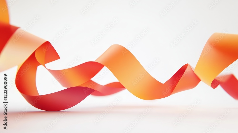 Poster flowing red and orange ribbons on a light background displaying movement