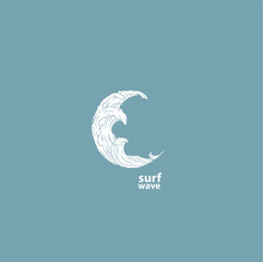 Ocean waves in a circle. Minimalistic and simple vector design