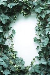 Fototapeta premium Heart Shaped Frame with Green Leaves