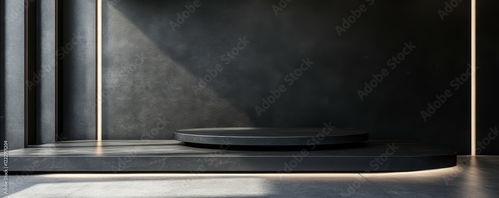 Aufkleber minimalist display area with dark textured background for product presentation