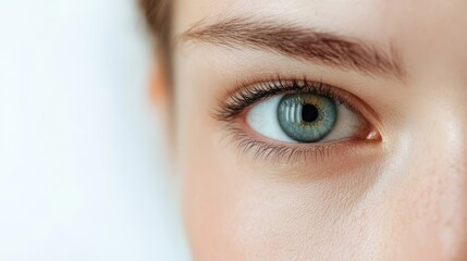 Close-Up of Beautiful Human Eye with Light Color Iris