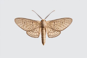 Close-up of a detailed moth specimen showcasing intricate wing patterns against a neutral background