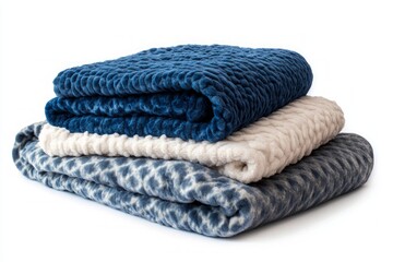 A Stack of Cozy and Plush Blankets in Vibrant Colors and Patterns. Perfect for a Relaxing Home Environment