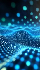 Abstract Blue and Green Light Effects Background, Futuristic Technology Dynamic Wave Shapes